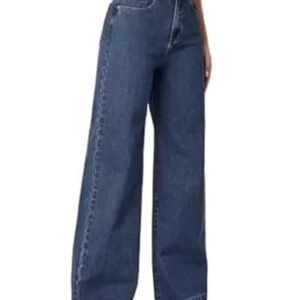 Wide Leg Jeans, High Waist, Baggy Fit, Dark Blue