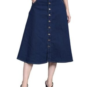 Codaisy Women Knee Length Denim A-Line Blue Skirt