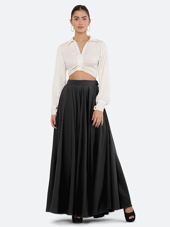 JYESHTA Women's American Crepe Wrao Floral Printed Skirt with Ruffle Hem and Elastic Waistband Closure | Skirts for Woman - Image 2