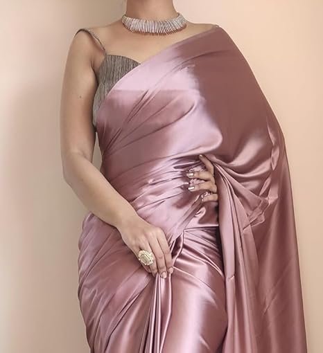 Spitomex Women's Regular Wear Satin Silk Pre Pleated Heavy Saree with Blouse For Festiva - Image 4