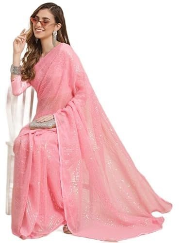 BEMITH Pure Fancy Georgette Embroidery Saree Rich Pallu Design Lace Zari Work Trendy Occassion Wear
