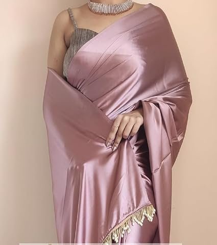 Spitomex Women's Regular Wear Satin Silk Pre Pleated Heavy Saree with Blouse For Festiva - Image 3