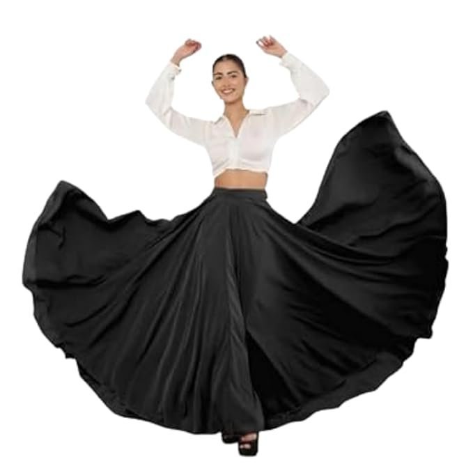 JYESHTA Women's American Crepe Wrao Floral Printed Skirt with Ruffle Hem and Elastic Waistband Closure | Skirts for Woman