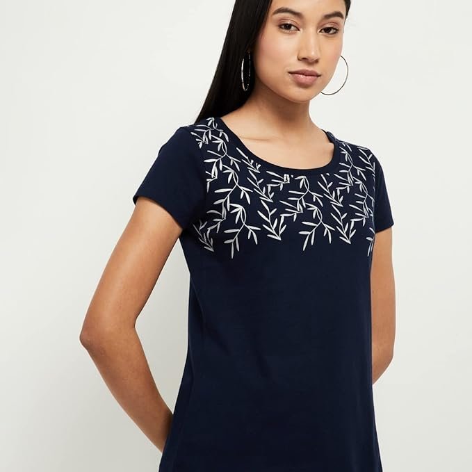 Women's Cotton Regular Fit Printed Round Neck T-Shirt - Image 3