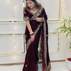 WONAARI Designer Sequins & Jari Thread Embroidery Work on Body with Elegant Border and Intricate Cutwork Detailing – Perfect for Festive, Wedding Ethnic Outfits
