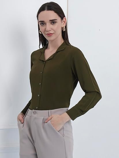 Sharma Group Women's Regular Fit Cuban Collar Cotton Formal Shirts - Image 4