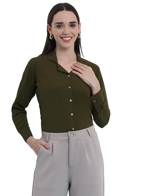 Sharma Group Women's Regular Fit Cuban Collar Cotton Formal Shirts