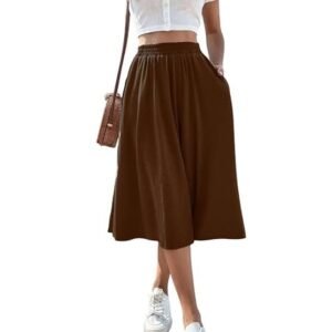 KATECLO Women’s midi Flared Skirt | Western Summer Wear | Lightweight Soft Fabric | Casual Maxi Skirt