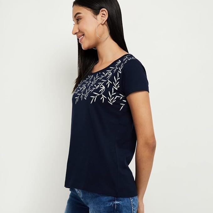 Women's Cotton Regular Fit Printed Round Neck T-Shirt - Image 4