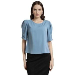 Van Heusen Women's Regular Fit Half Sleeve Round Neck Formal Top