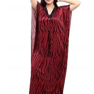 G4Girl Women's Silk Geometric Print Maxi Nightgown