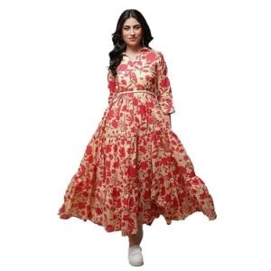 Women Cotton Tiered Printed Dress