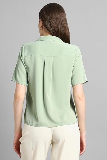 Van Heusen Women Polyester Regular Fit Solid Half Sleeve Casual Shirt - Image 4