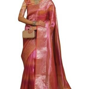 AMIRAT Handwoven Banarasi Tissue Silk Saree in Two Toned Shaded Designer Wedding Saree