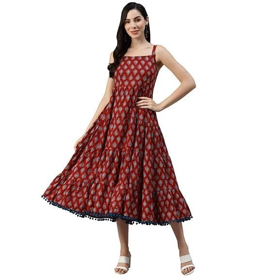 Divena Indigo Print Cotton Long Dress - Image 3