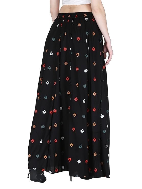 Sttoffa Pure Rayon Women Calf Length Solid Skirt Bottom Wear | Ethnic Short Length Full Flare Skirt for Girls - Image 4