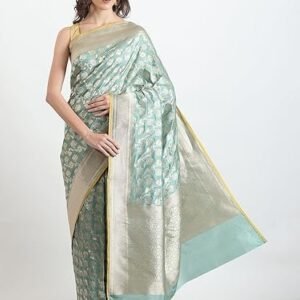 THE WEAVERS SHOP BY RAAVI Brocade Pure Katan Silk Banarasi Silk Saree Original, Handloom Saree Silk, Banarasi Saree for Women, Pure Silk Sarees for Women Original with Unstitched Blouse Piece