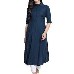 Kurti for Women Collar Pathani Style Long Rayon Kurtas for Women Ready to Wear