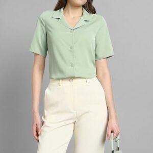 Van Heusen Women Polyester Regular Fit Solid Half Sleeve Casual Shirt