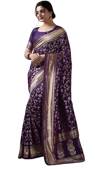 ETHNICHITZ women's Banarasi Saree Pure Kanjivaram Silk Saree Soft new ladies Design Wear Pattu Sarees Latest Cotton Party Sari collections With Blouse Piece for Wedding sadi - Image 7