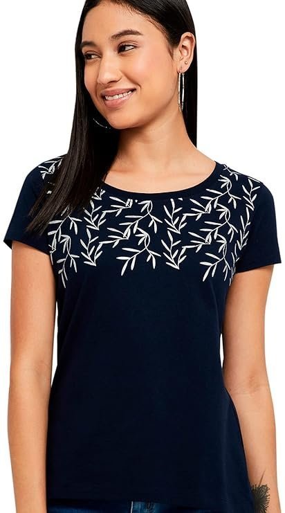 Women's Cotton Regular Fit Printed Round Neck T-Shirt