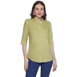 Women's Rayon 3/4th Sleeve Solid Casual Shirt