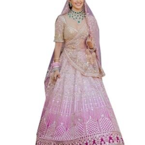 TRENDMALLS Women's Satin Sequin Embroidery Bridal Lehenga Choli with Net Dupatta |Bridal Wedding Lehenga Choli for women