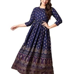 Daevish Women's Rayon Fit and Flare Maxi Casual Dress