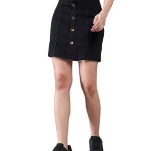 Miss Chase Women's Regular High Rise Above Knee Stretchable Denim Skirt