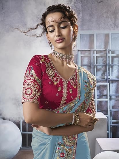 Suha Womens Pure Georgette Saree | Women's Traditional Ethnic Saree - Image 4