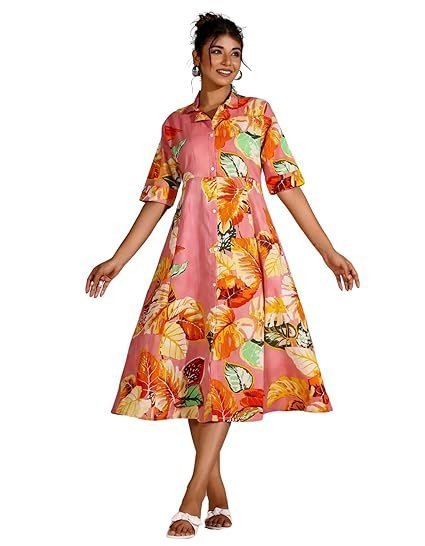 GRECIILOOKS Rayon Fit and Flare Below The Knee One Piece Dresses for Women | Dress - Image 2