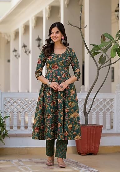 FABNEX Cotton Blend Women Kurta Set