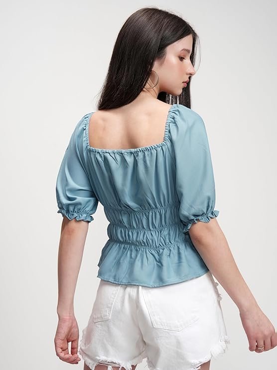 Tokyo Talkies Women's Solid Regular Fit Shirt - Image 3