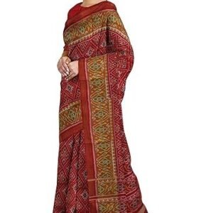 Garvi Gurjari (A Gujarat Govt Enterprise Women Dark Red Shaded Handloom Single Ikat Silk Patola Saree (GGCSIKS124)
