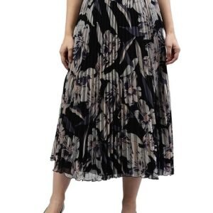 KUDUZO Girl's|Women's Classic Stretchy All Time Trendy Printed Pleated Skirt|Western Skirt |midi Skirt