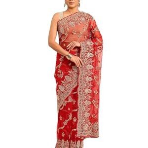 MOHEY Women's Net Embroidered|Stone Work| Sare