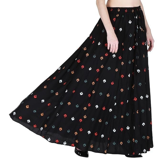 Sttoffa Pure Rayon Women Calf Length Solid Skirt Bottom Wear | Ethnic Short Length Full Flare Skirt for Girls - Image 3
