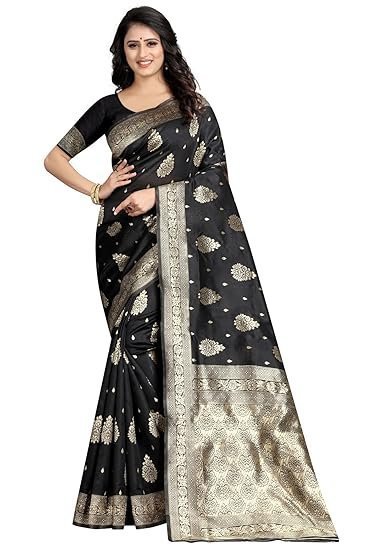 Sugathari Women's Art Silk Navy Blue Kanchipuram Saree (SAN ENGLE 3 N BLUE)