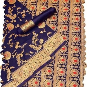 D V ENTERPRIS Women's Pure Original kanchipuram Kanjivaram Zari weaving silk Royal Rajwadi Kalamkari desinger Saree With Blouse piece for Wedding