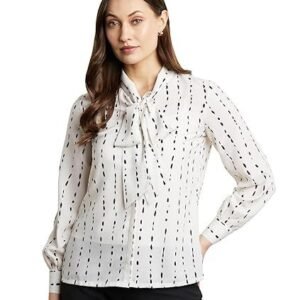 Symbol Premium Women's All Over Print Bow-Tie Top (Regular Fit | Desk-to-Dinner)