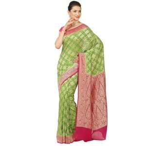 Banarasi Silk Works Women's Green Pure Khaddi Saree