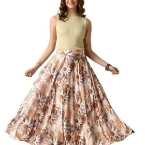 VAGISHA Designer Lehanga Style Full Flared Printed Skirts for Women's/Girls/Ladies