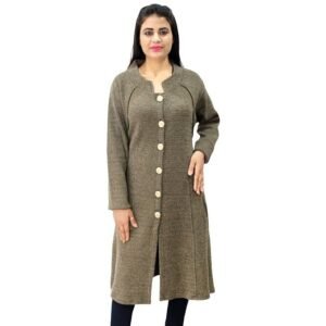 Matelco Women's Woollen Button A-Line Long Coat with Pockets