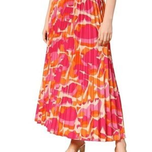 KZULLY | Fashionable Floral Printed Pleated | Maxi Length Long Skirt | Lightweight & Multicolours | Comfortable Elastic Waist for Women's