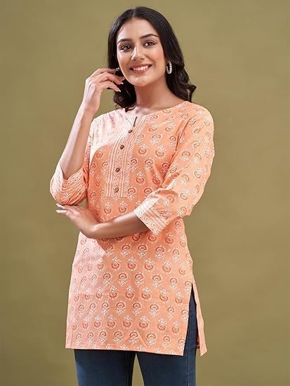 Women Cotton Printed Short Kurti | Short Kurti for Women | Printed Cotton Kurti