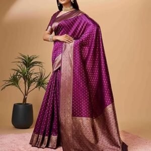 Sugathari Women's Banarasi Saree Pure Kanjivaram Silk Saree Soft new ladies 2023 Design Wear Pattu Sarees Latest Cotton Party Sari collections With Blouse Piece for Wedding sadi (SAM PARI-113)