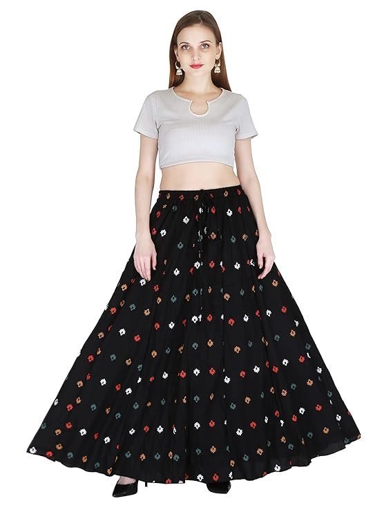 Sttoffa Pure Rayon Women Calf Length Solid Skirt Bottom Wear | Ethnic Short Length Full Flare Skirt for Girls - Image 5