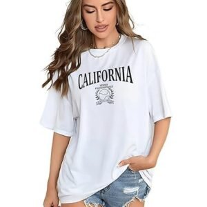 Women's Casual Printed Round Neck, Oversized Longline Drop Shoulder Boho Style T-Shirt