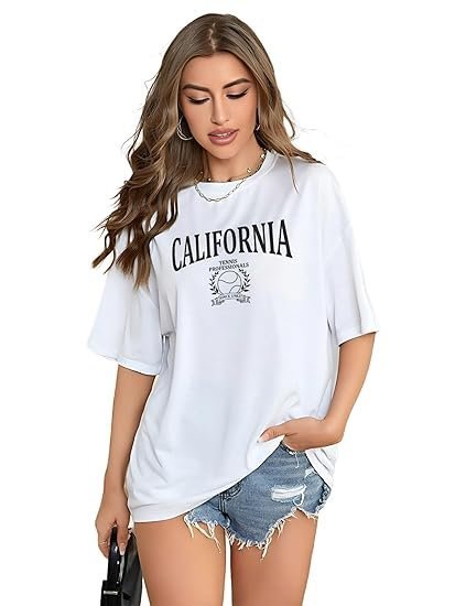 Women's Casual Printed Round Neck, Oversized Longline Drop Shoulder Boho Style T-Shirt