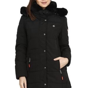HIVER Women's Nylon Jacket Water Proof Full-Sleeved Winter Jacket with Hood for Minus Degree